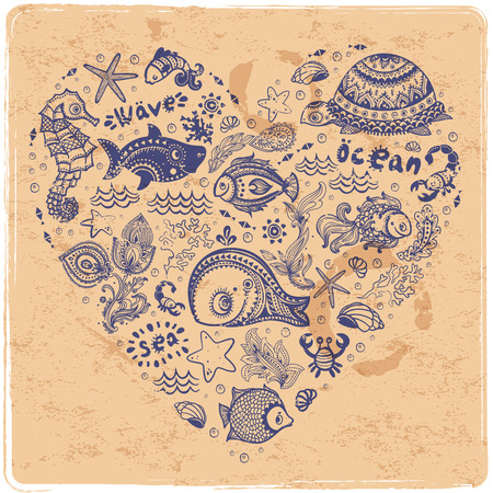 Vector set of fish and shells for your bisuness  のイラスト素材