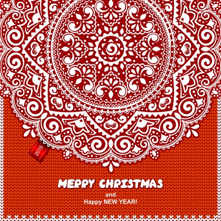 Beautiful Christmas lace ornament with a knitted can be used as a greeting cardのイラスト素材