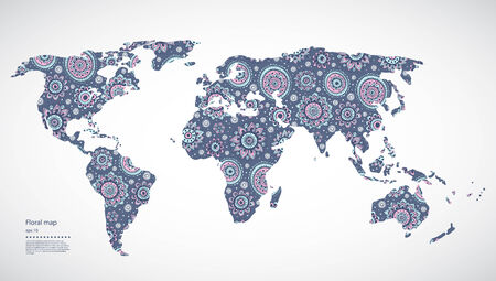Beautiful Vector Floral world map for your businessのイラスト素材