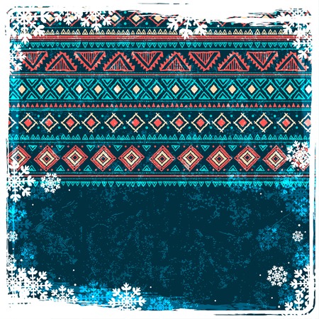 Vintage Christmas illustration with some tribal ornaments can be used as a greeting cardのイラスト素材