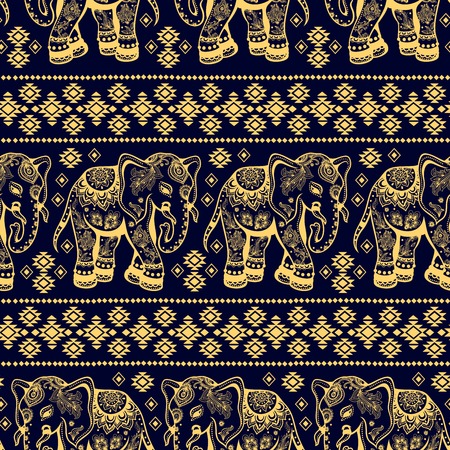 Ethnic vintage elephant seamless for you businessのイラスト素材