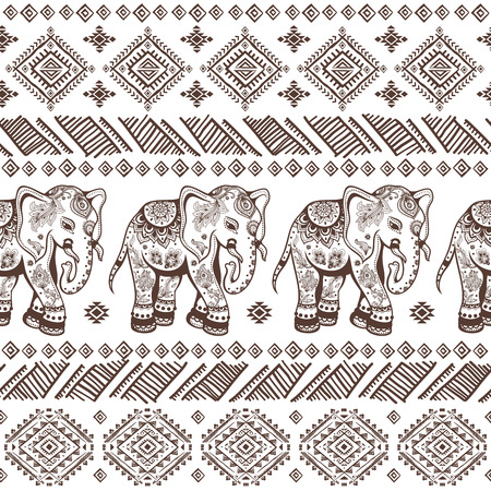 Ethnic vintage elephant seamless for you businessのイラスト素材