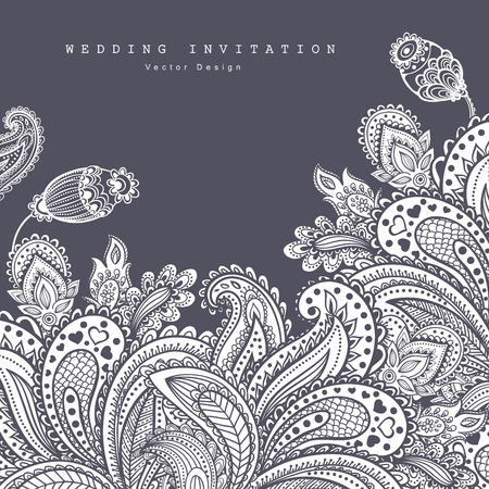 Beautiful Vector Indian floral ornament. Wedding Invitation. Greeting cardのイラスト素材