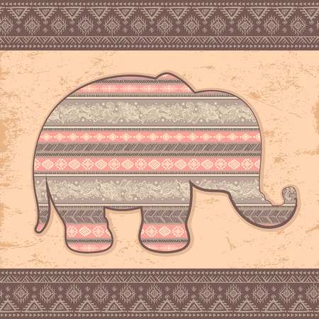 Vintage elephant illustration can be used as a greeting cardのイラスト素材