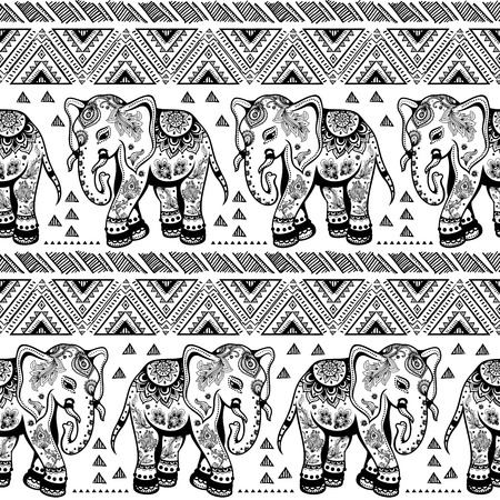 Ethnic vintage elephant seamless for you businessのイラスト素材