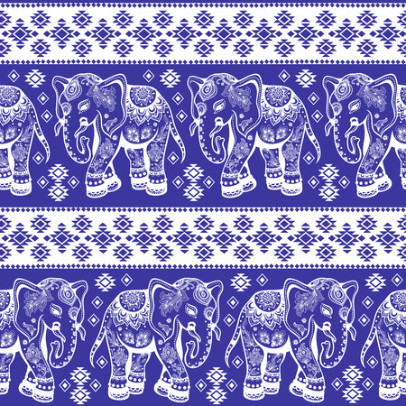 Ethnic vintage elephant seamless for you businessのイラスト素材