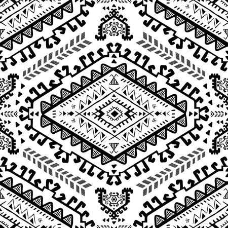 Vector Tribal Mexican vintage ethnic seamless patternのイラスト素材