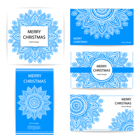 Set of banners with floral Indian ornaments can be used as a business cardsのイラスト素材