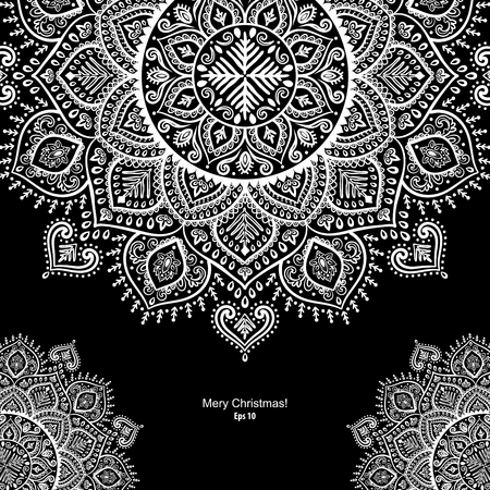 Beautiful vector Christmas snowflake mandala indian ornamentのイラスト素材