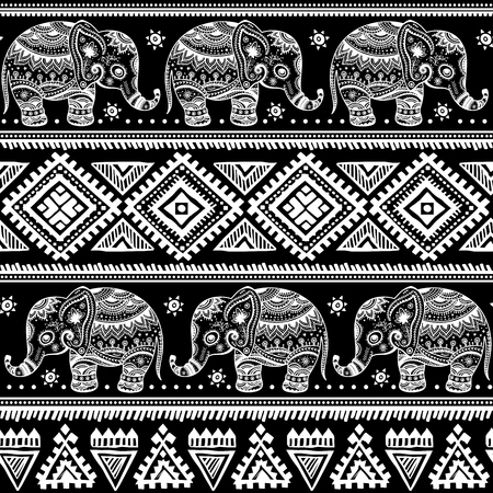 Ethnic vintage elephant seamless for you businessのイラスト素材