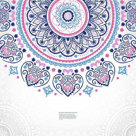 Beautiful Indian floral ornament. Ethnic Mandala. Henna tattoo style.のイラスト素材