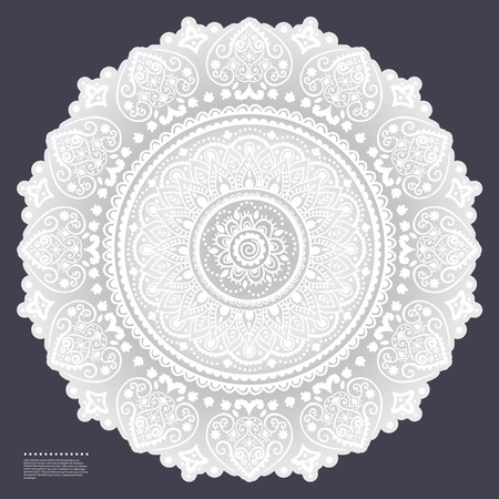 Bohemian Indian Mandala towel print. Vintage Henna tattoo style Indian medallion. Ethnic ornament could be used as shirt print, greeting card, business card, phone case print, textile, coloring bookのイラスト素材