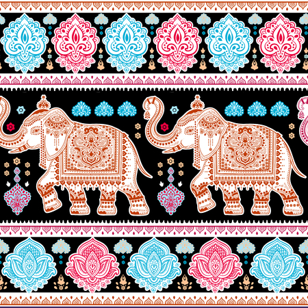 Bohemian Indian Mandala towel print. Vintage Henna tattoo style Indian medallion. Ethnic ornament could be used as shirt print, phone case print, textile, coloring book. Christmas holiday snowflakeのイラスト素材