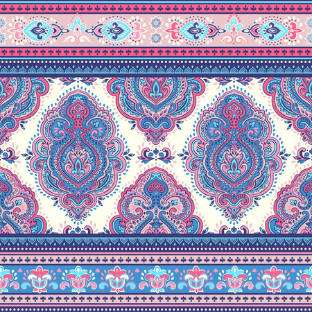 Bohemian Indian Mandala towel print. Vintage Henna tattoo styleのイラスト素材