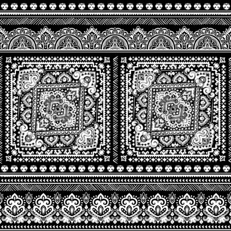 Bohemian Indian Mandala towel print. Vintage Henna tattoo styleのイラスト素材