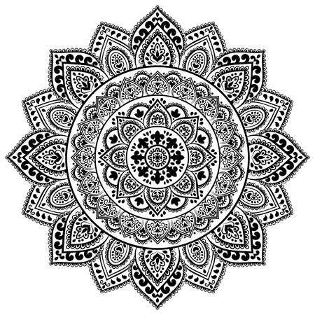Bohemian Indian Mandala print. Vintage Henna tattoo styleのイラスト素材