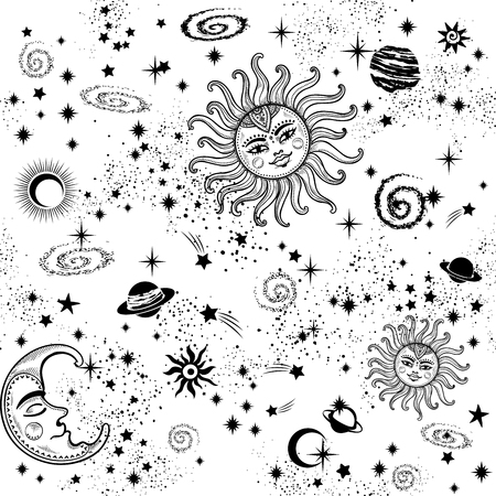 Bohemian Indian Mandala print. Vintage Henna tattoo styleのイラスト素材