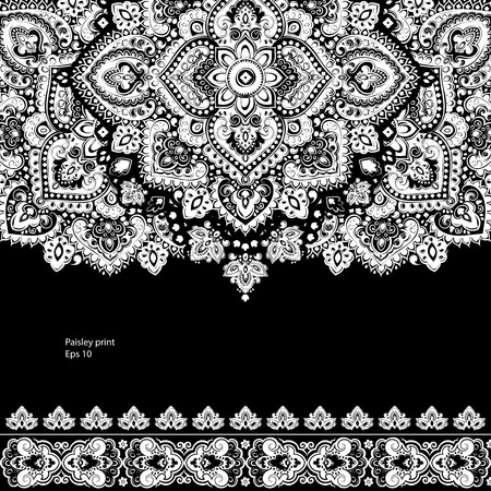 Bohemian Indian Mandala towel print. Vintage Henna tattoo style Indian medallion. Ethnic ornament could be used as shirt print, phone case print, textile, coloring book. Christmas holiday snowflakeのイラスト素材
