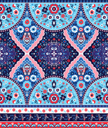 Bohemian Indian Mandala towel print. Vintage Henna tattoo style Indian medallion. Ethnic ornament could be used as shirt print, phone case print, textile, coloring book. Christmas holiday snowflakeのイラスト素材