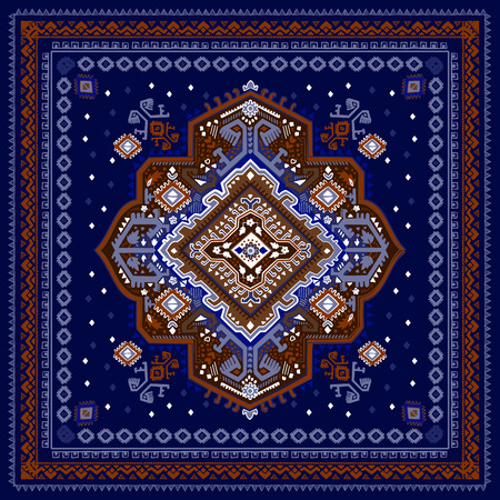Bohemian Indian Mandala towel print. Vintage Henna tattoo style Indian medallion. Ethnic ornament could be used as shirt print, phone case print, textile, coloring book. Christmas holiday snowflakeのイラスト素材