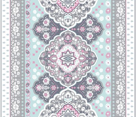 Bohemian Indian Mandala towel print. Vintage Henna tattoo style Indian medallion. Ethnic ornament could be used as shirt print, phone case print, textile, coloring book. Christmas holiday snowflakeのイラスト素材