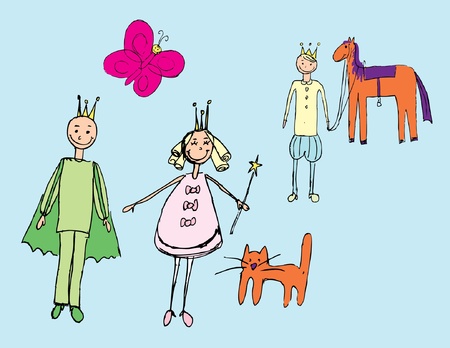 Princess prince and their friendsのイラスト素材