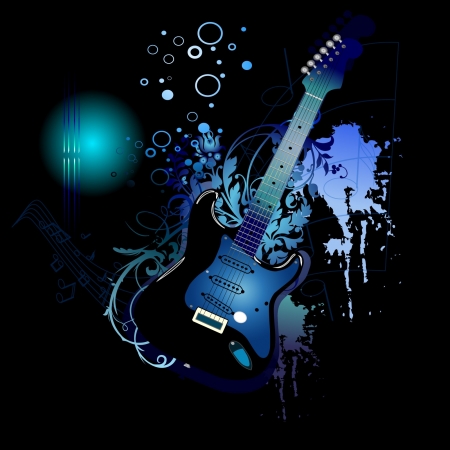 Electro blue guitarのイラスト素材