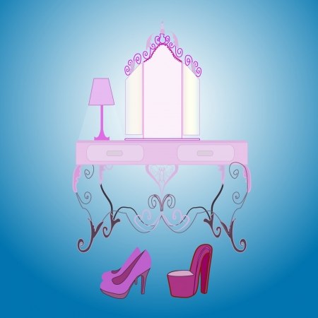Dressing table and mirrorのイラスト素材