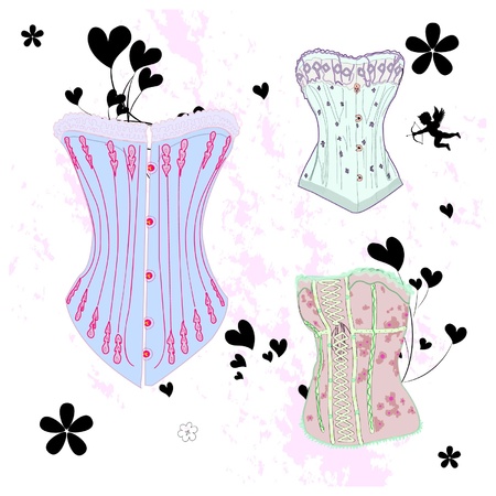 	set of old fashioned corsageのイラスト素材