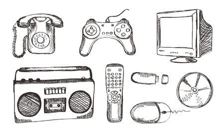  hand drawn electronic setのイラスト素材