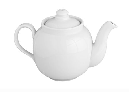White China Teapot isolated on white backgroundの写真素材