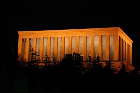 Night view of Mausoleum of Ataturk in Ankara, Turkey のeditorial素材