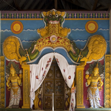 Interior of Sacred Tooth Relic Temple (Sri Dalada Maligawa) in Kandy, Sri Lanka. This temple is a UNESCO World Heritage Site.のeditorial素材