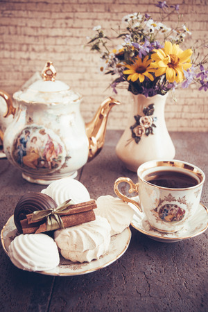 delicious zephyr with chocolate and vanillaの写真素材
