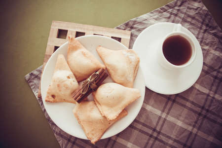 baked cookies of cottage cheese with cinnamonの写真素材