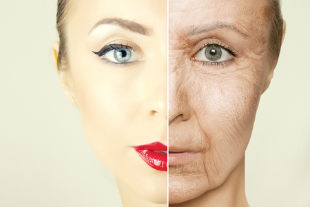 aging problems  of face skinの写真素材