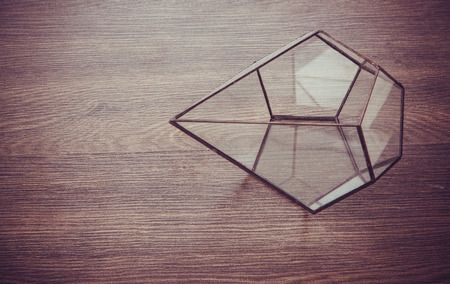 glass florarium for plant, beautiful geometric vase for interiorの写真素材
