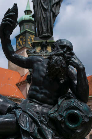 23 May 2019 Munich, Germany - Octagonal courtyard of Munich Residenz, also called Fountain Courtyard (Brunnenhof) and Antiquarium buildingのeditorial素材