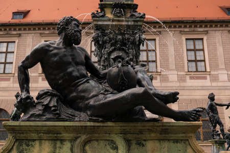 23 May 2019 Munich, Germany - Octagonal courtyard of Munich Residenz, also called Fountain Courtyard (Brunnenhof) and Antiquarium buildingのeditorial素材