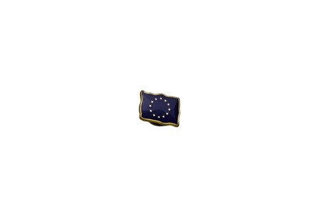 A blue sticker in the shape of the flag of the European Union