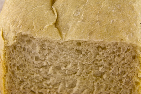 Closeup of a home-made sliced white breadの写真素材