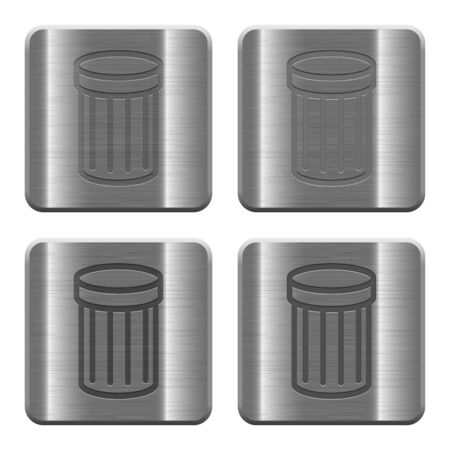 Set of trash buttons vector in brushed metal style. Arranged layer, color and graphic style structure.のイラスト素材