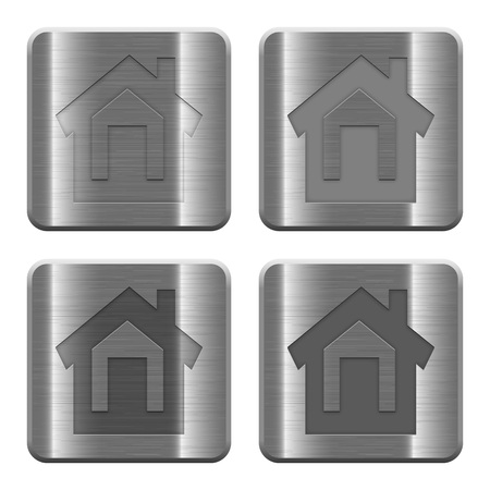 Set of Home buttons vector in brushed metal style. Arranged layer, color and graphic style structure.のイラスト素材