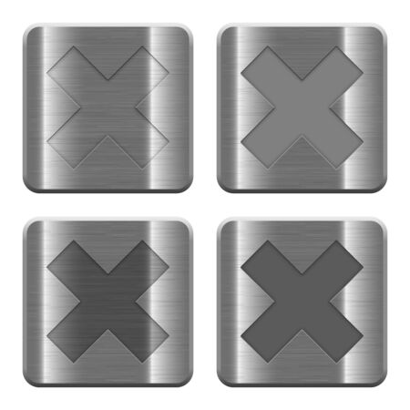 Set of Cancel buttons vector in brushed metal style. Arranged layer, color and graphic style structure.のイラスト素材
