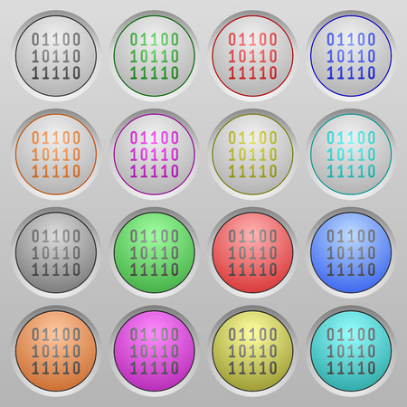 Set of Binary code plastic sunk spherical buttons.のイラスト素材