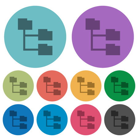 Color folder structure flat icon set on round background.のイラスト素材