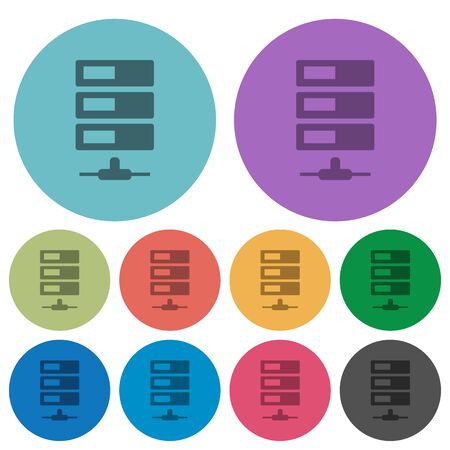 Color data network flat icon set on round background.のイラスト素材