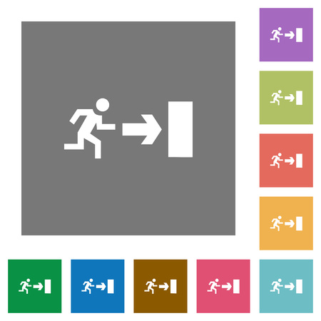Exit flat icon set on color square background.のイラスト素材