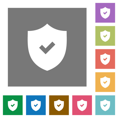 Security active flat icon set on color square background.のイラスト素材