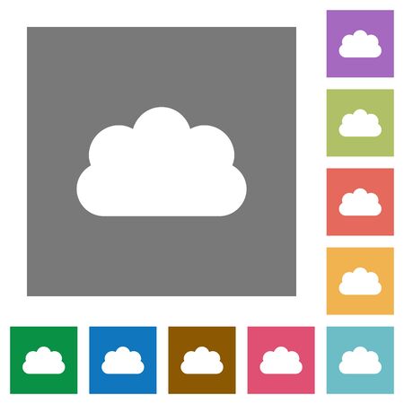Cloud computing flat icon set on color square background.のイラスト素材